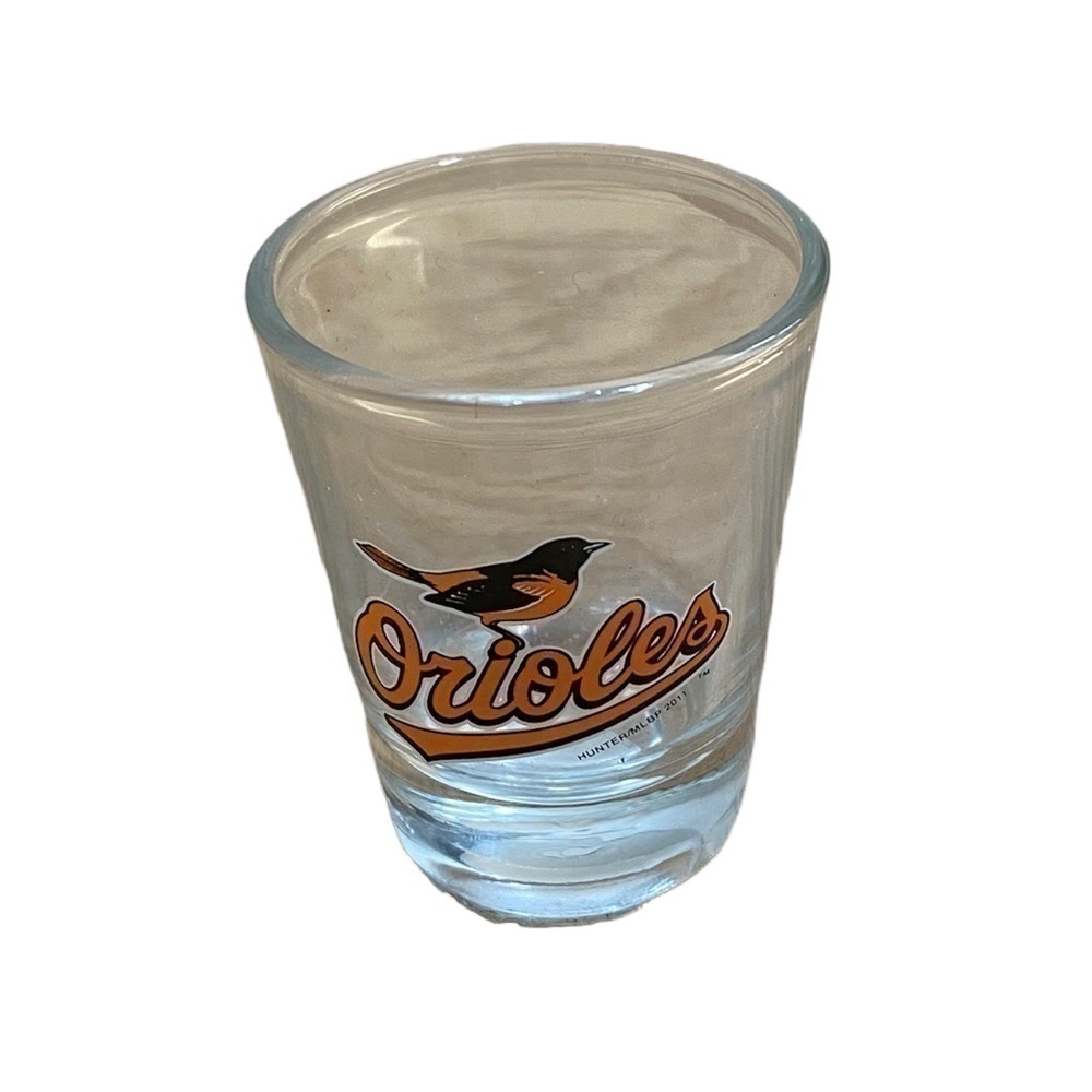 MLB Baltimore Orioles Shot Glass Clear Orange Black Baseball